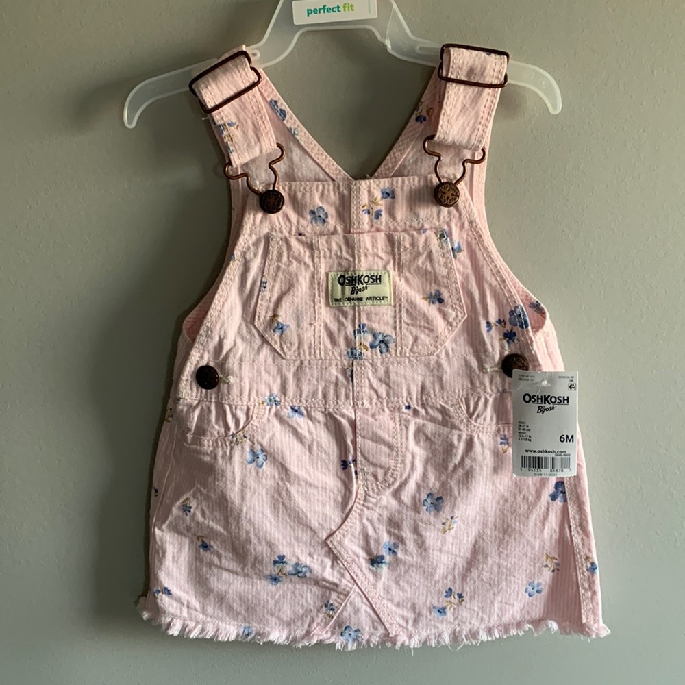 OshKosh B’gosh NWT Baby Floral Denim Overall Dress Sz. 6 months